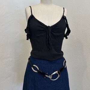 Hollister Women’s Medium Top Black Tie Front Cami Top